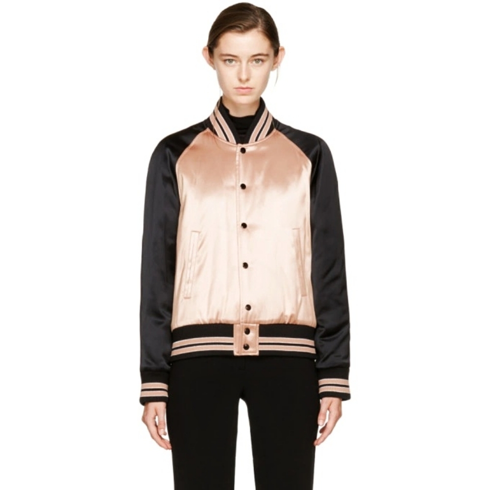 Saint Laurent Teddy Satin Silk Bomber Jacket